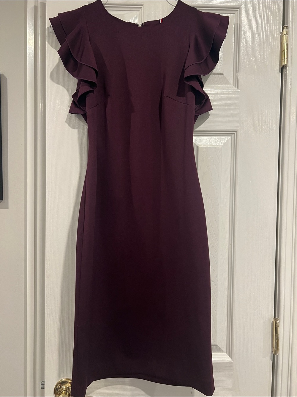 Tommy Hilfiger Plum Ruffle Sleeve Midi Dress